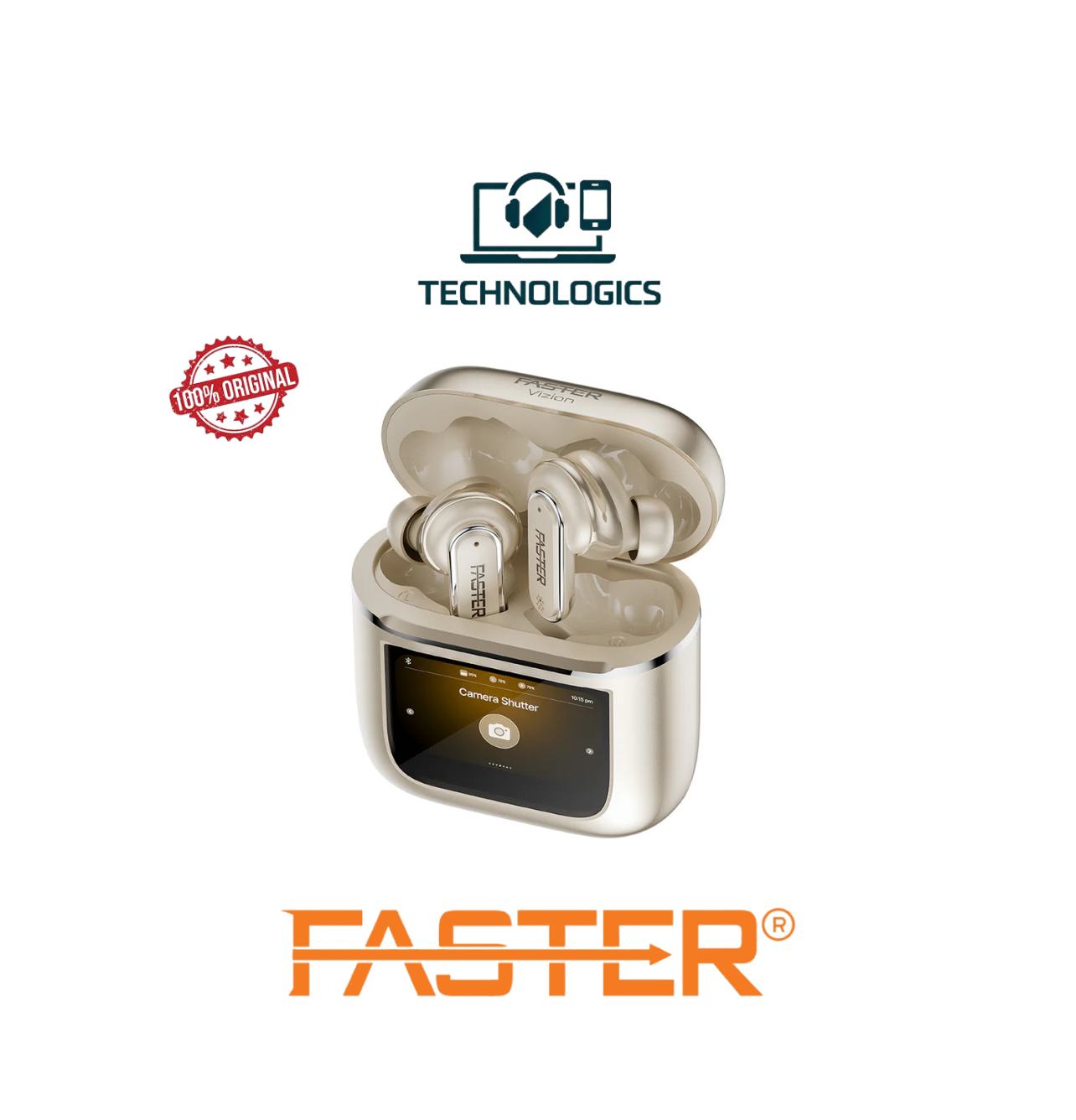 Faster Vizion Touch Display Wireless Earbuds