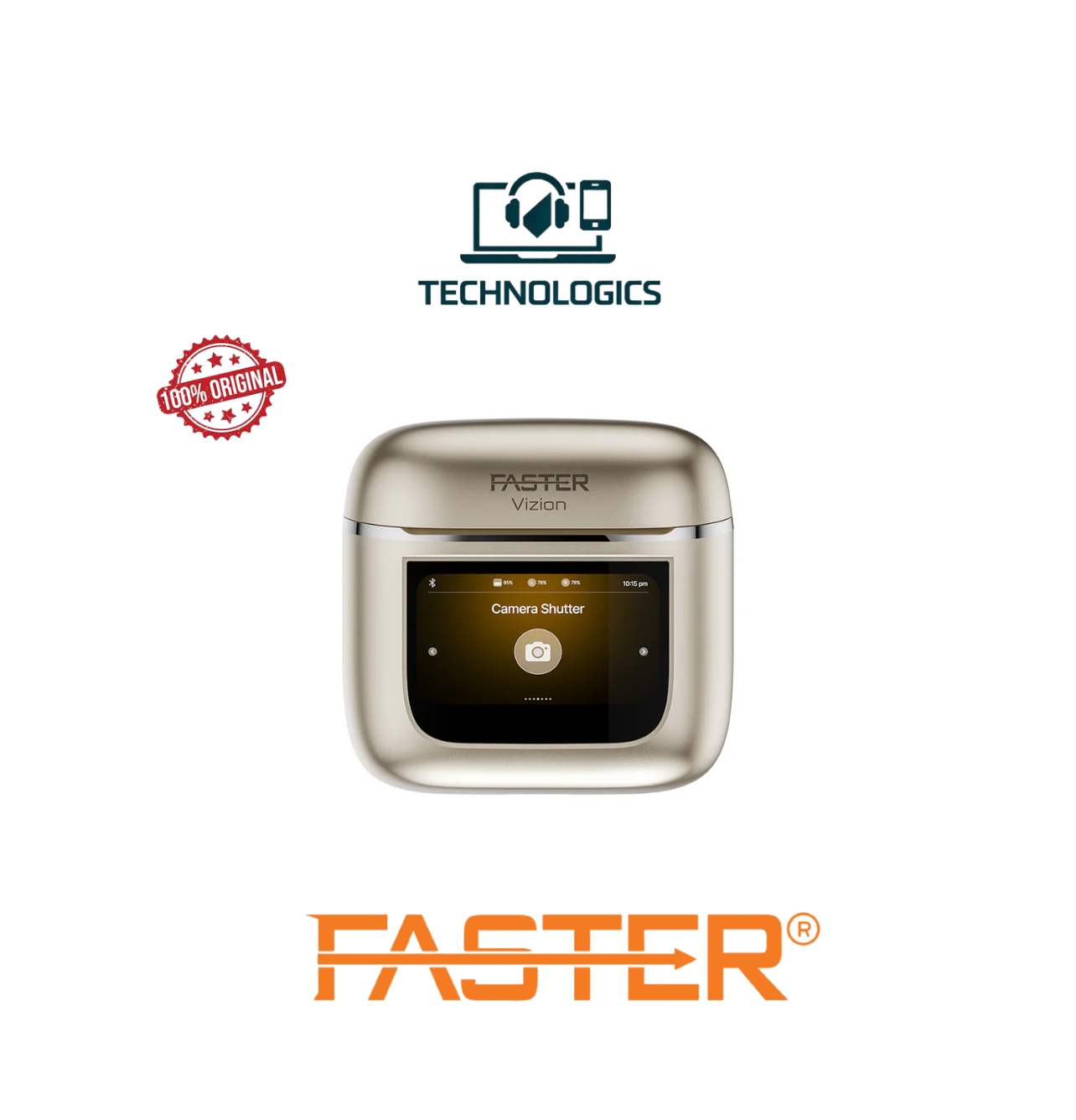 Faster Vizion Touch Display Wireless Earbuds