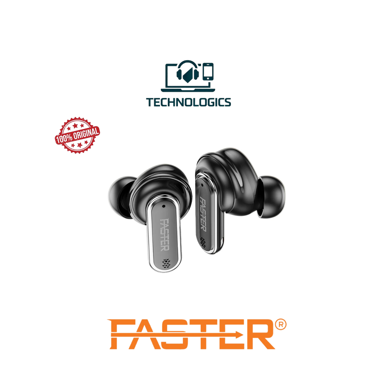 Faster Vizion Touch Display Wireless Earbuds