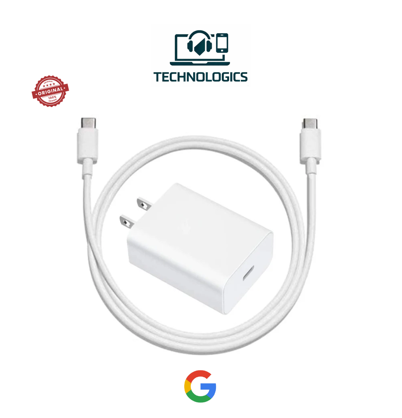 Original Google Pixel 30W USB-C Power Adapter with Type-C Cable
